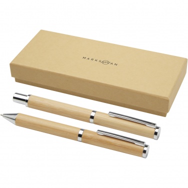 Logotrade promotional merchandise image of: Apolys bamboo ballpoint and rollerball pen gift set 